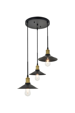 ZC121-LD4033D20BRB - Living District: Etude 3 light brass and black Pendant