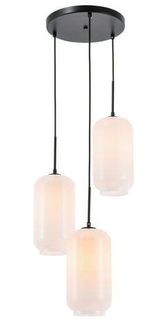 ZC121-LD2279BK - Living District: Collier 3 light Black and Frosted white glass pendant