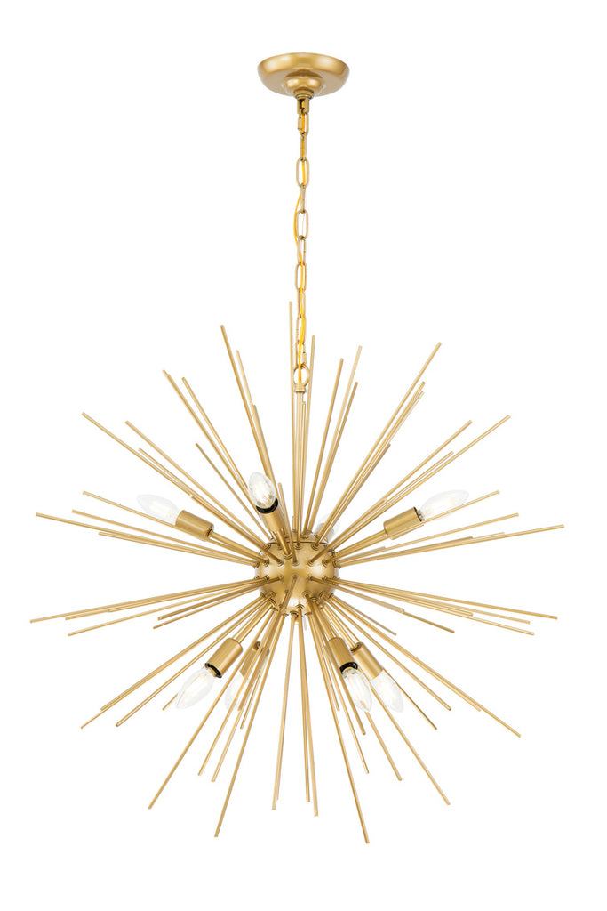 ZC121-LD5039D30BR - Living District: Timber 8 light Brass pendant