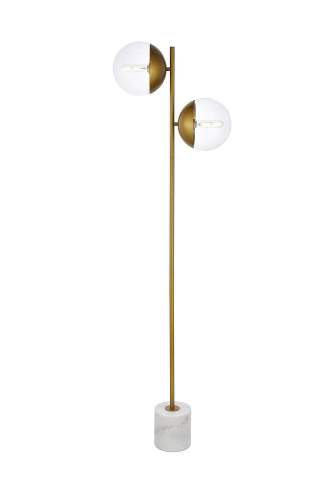 ZC121-LD6115BR - Living District: Eclipse 2 Lights Brass Floor Lamp With Clear Glass