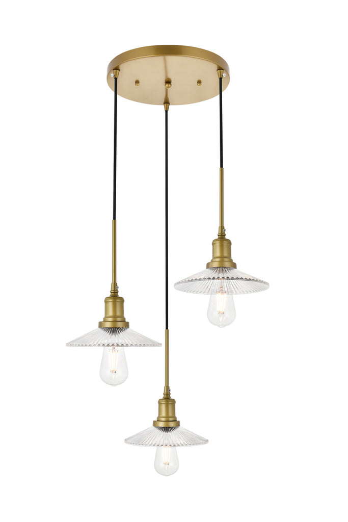 ZC121-LD4040D19BR - Living District: Waltz 3 light brass Pendant