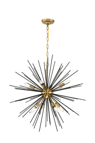 ZC121-LD5038D30BK - Living District: Timber 8 light Brass and Black pendant