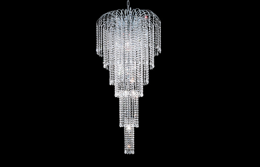 C121-6801G21C/EC - Regency Lighting: Falls 9 light Chrome Chandelier Clear Elegant Cut Crystal