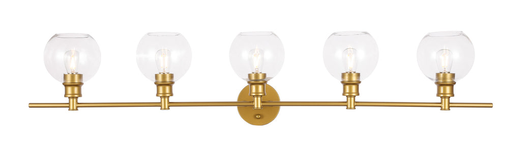 ZC121-LD2326BR - Living District: Collier 5 light Brass and Clear glass Wall sconce