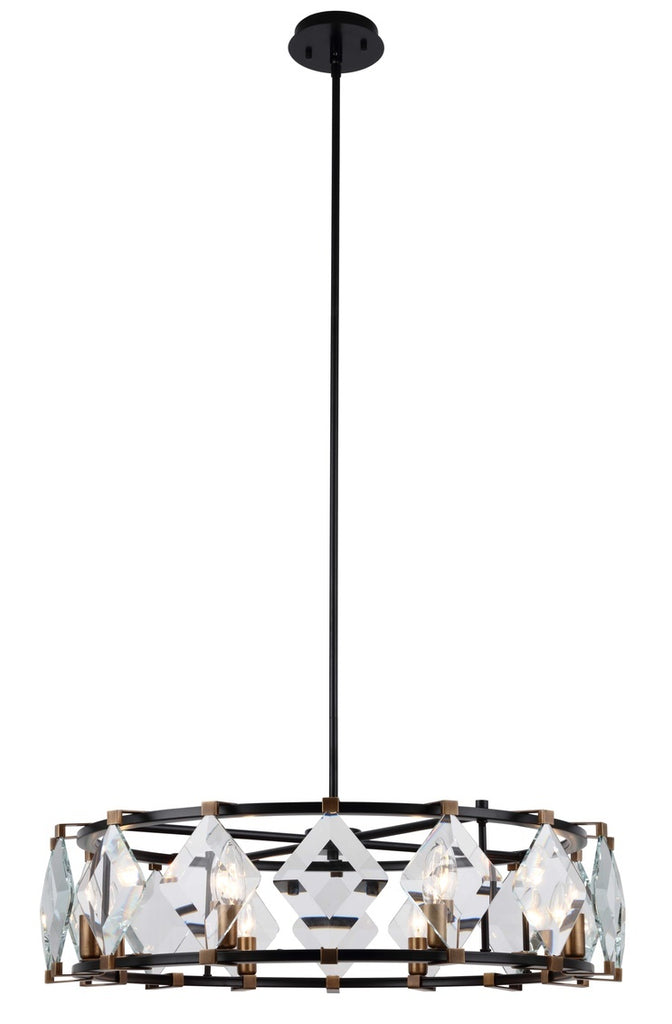 ZC121-4000D30FB - Urban Classic: Endicott 8 Light Flat Black & Burnish Brass Clear Glass Chandelier