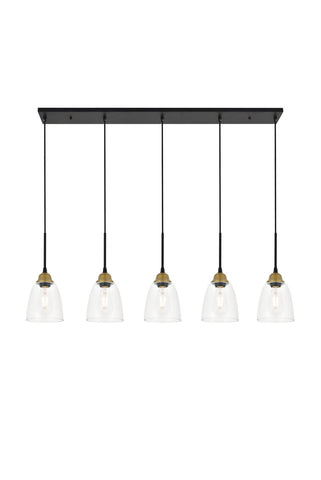 ZC121-LD4013D46BRB - Living District: Felicity 5 light brass and black Pendant