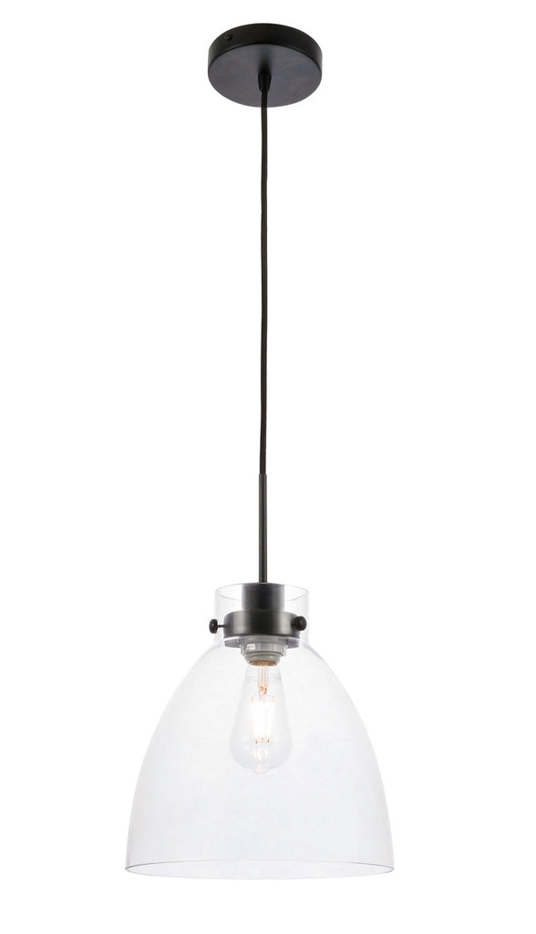 ZC121-LD5029D11BK - Living District: Frey 1 light Black and Clear glass pendant