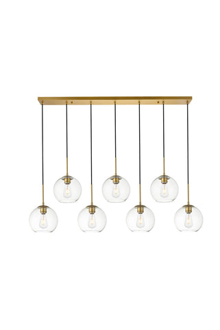 ZC121-LD2230BR - Living District: Baxter 7 Lights Brass Pendant With Clear Glass